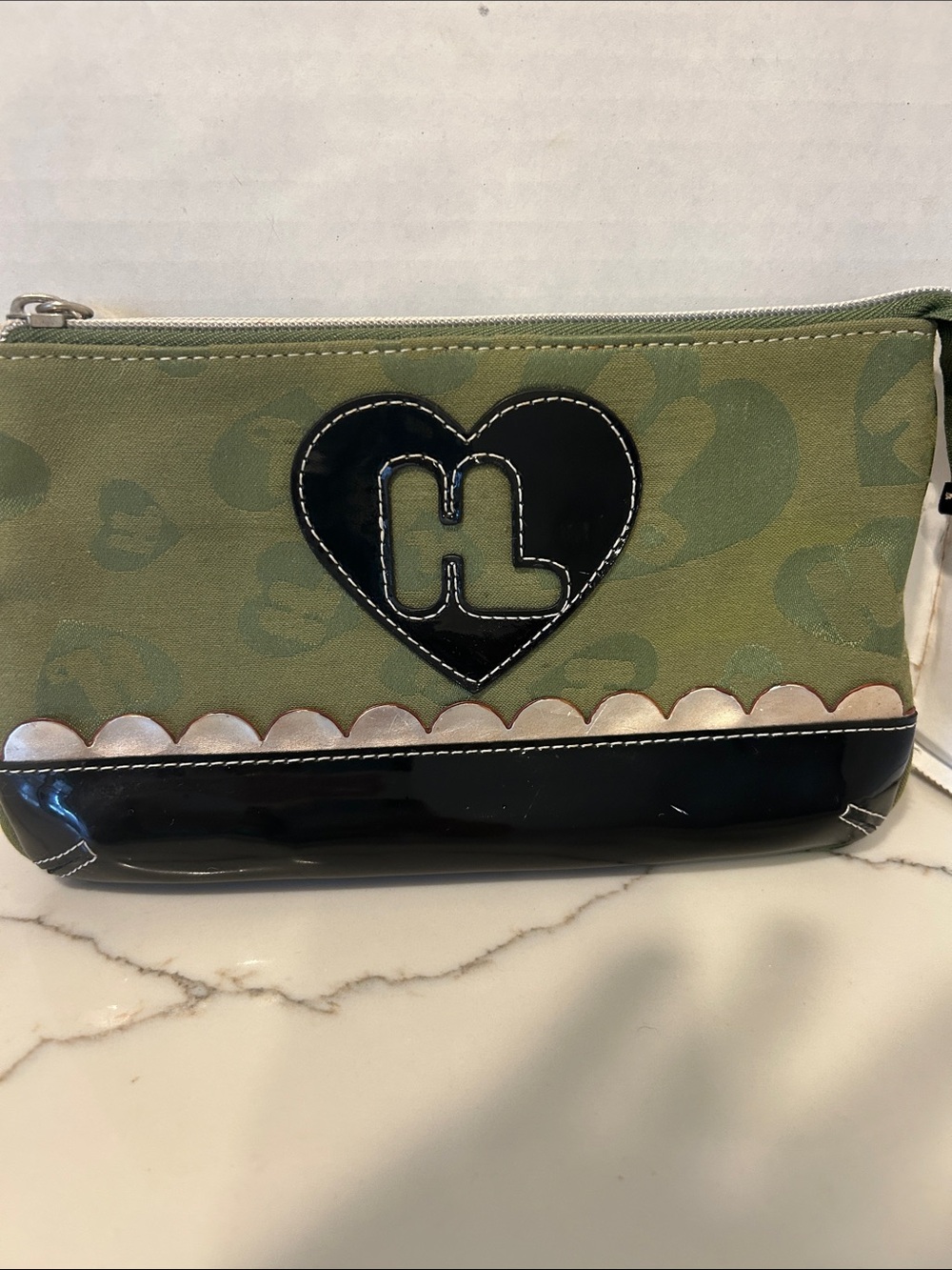 HARAJUKU LOVERS Green Clutch with Heart Accent